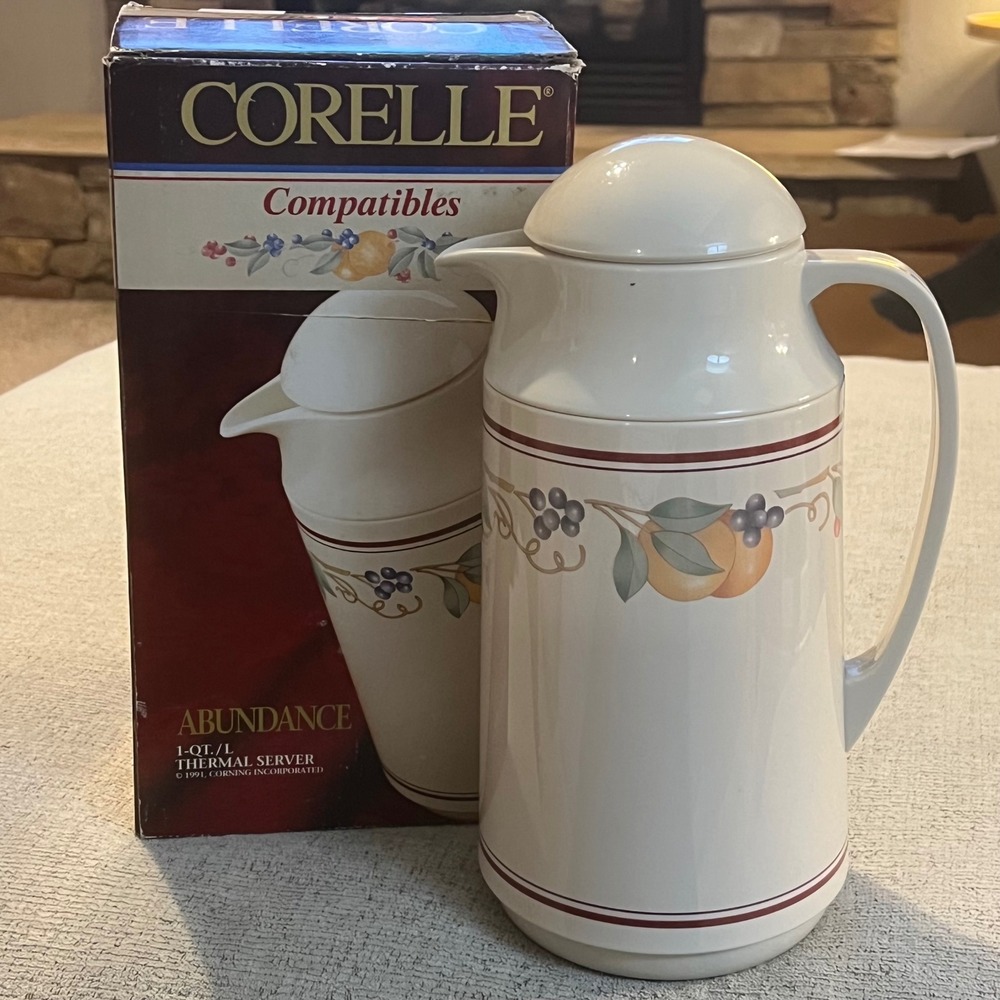 Corelle Abundance Thermal Server 1 Qt Corning Thermique Carafe Vintage 1991 Box